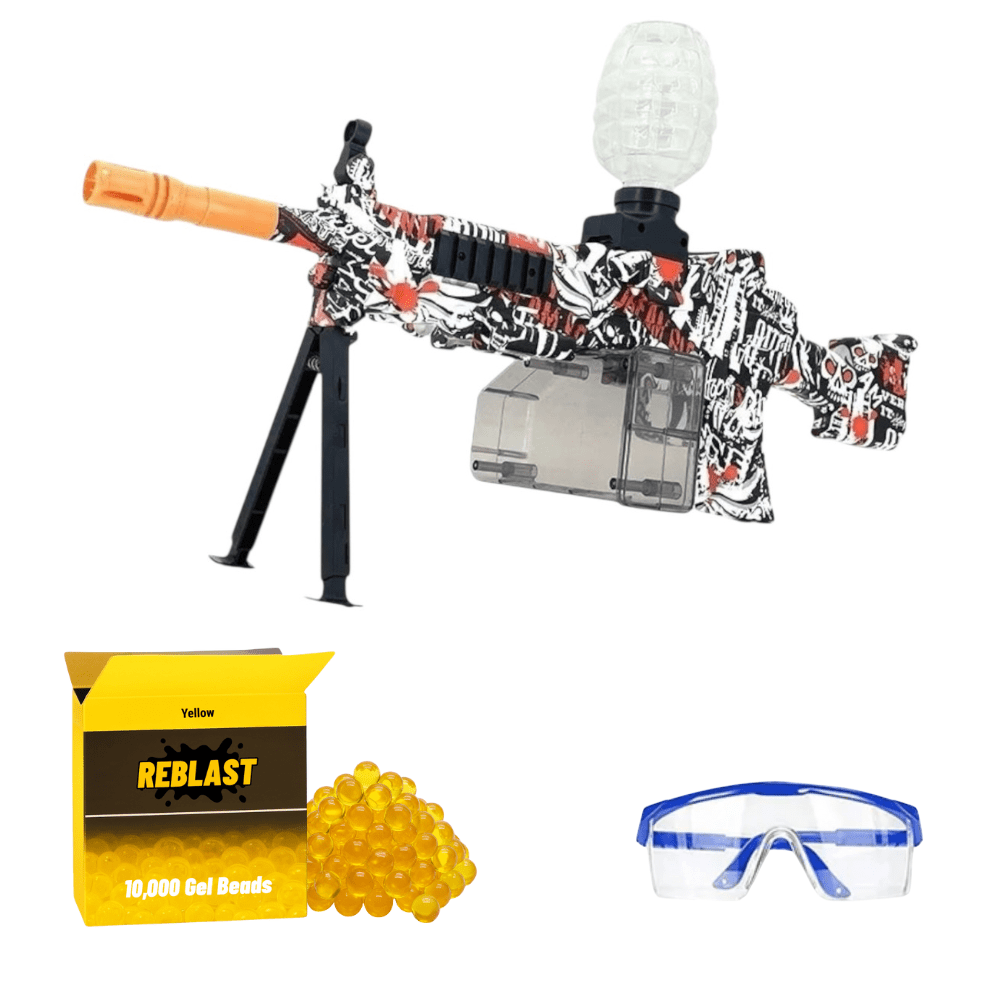 Electric Gel Water Bead Blaster Toy | M249 SAW Style - Outdoor Game for Kids Red